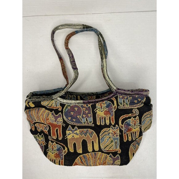 Vintage Laurel Burch All Over Cat Tapestry Purse Shoulder Handbag - Picture 1 of 9